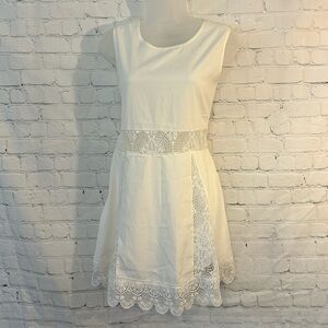 Zanzea ivory slip dress with lace inserts-new